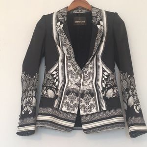 Roberto Cavalli Floral Printed Silk Blazer